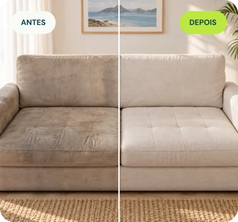 Imagem ilustrativa · Sofá antes e depois