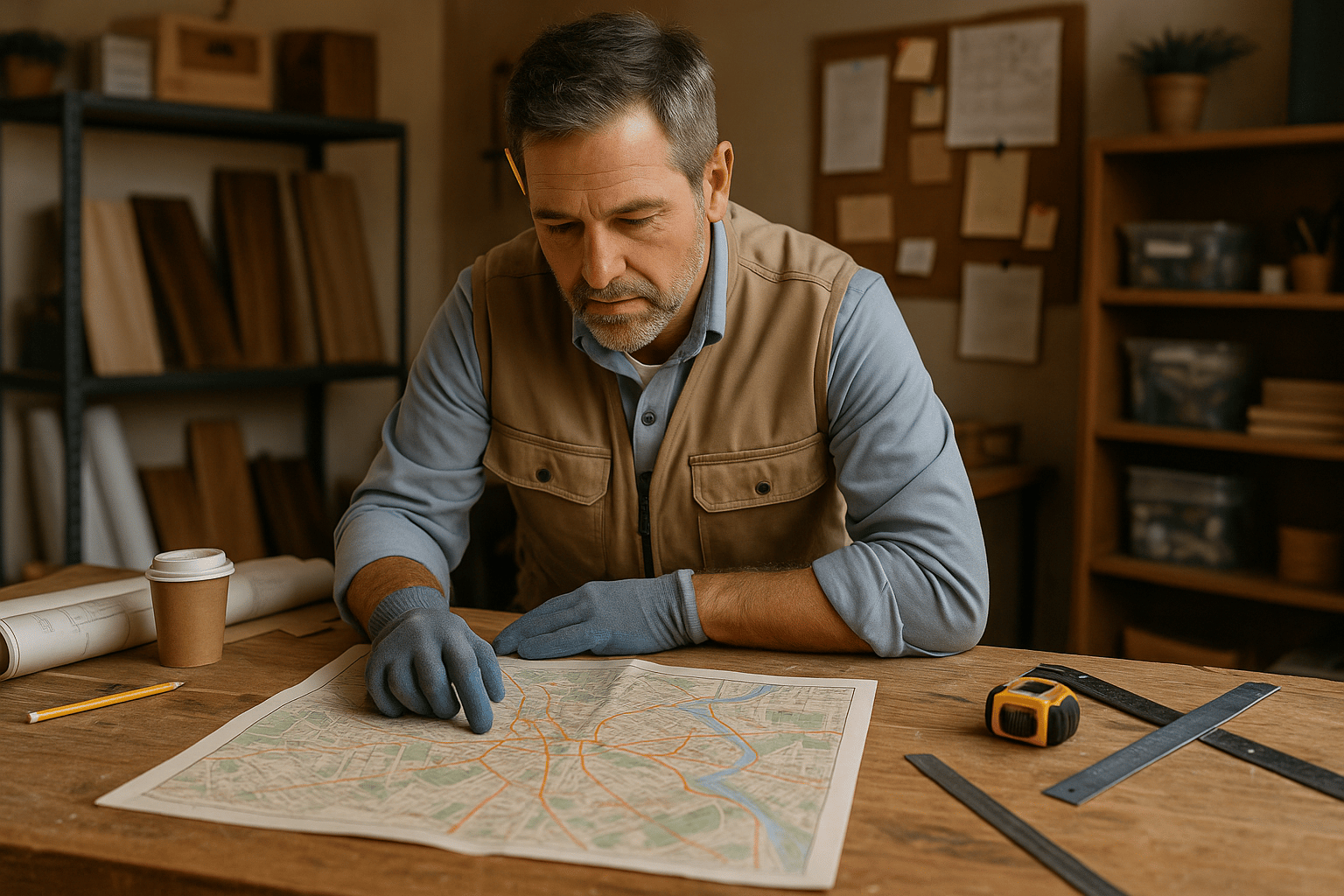 Strategist reviewing city map for exclusive territory selection