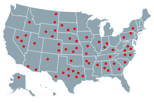Map of 27+ U.S. cities served by Flooring Pro Leads