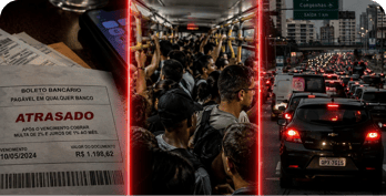 Boleto atrasado, ônibus lotado e trânsito