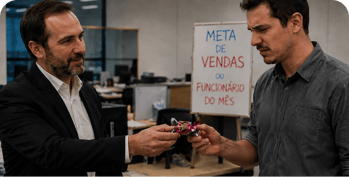 Chefe cobrando meta de vendas do funcionário